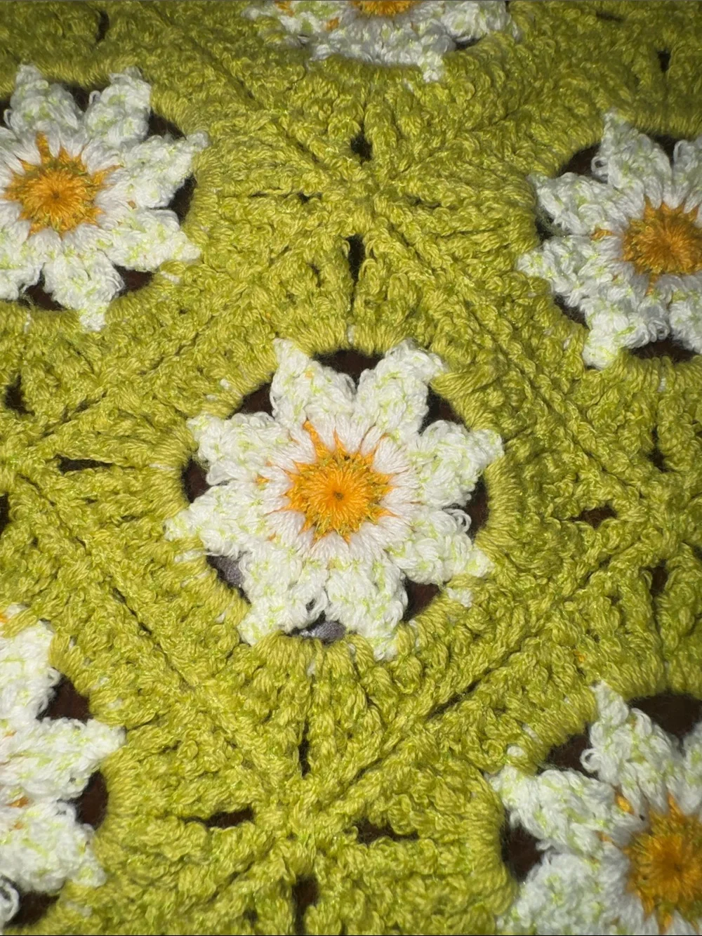 Kids Crochet Daisy Bonnet in Lime Green